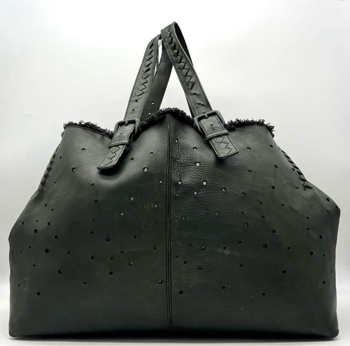 Bottega Veneta Bottega Calf Skin Tote Bag in Green, Men's