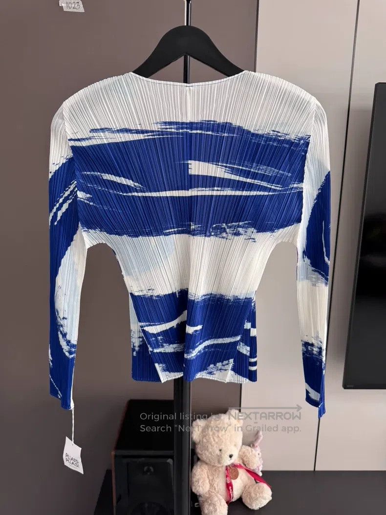 Issey Miyake Issey Miyake size:3 Blue Wave-patterned Cardigan Size S / US 4 / IT 40 - 2 Thumbnail