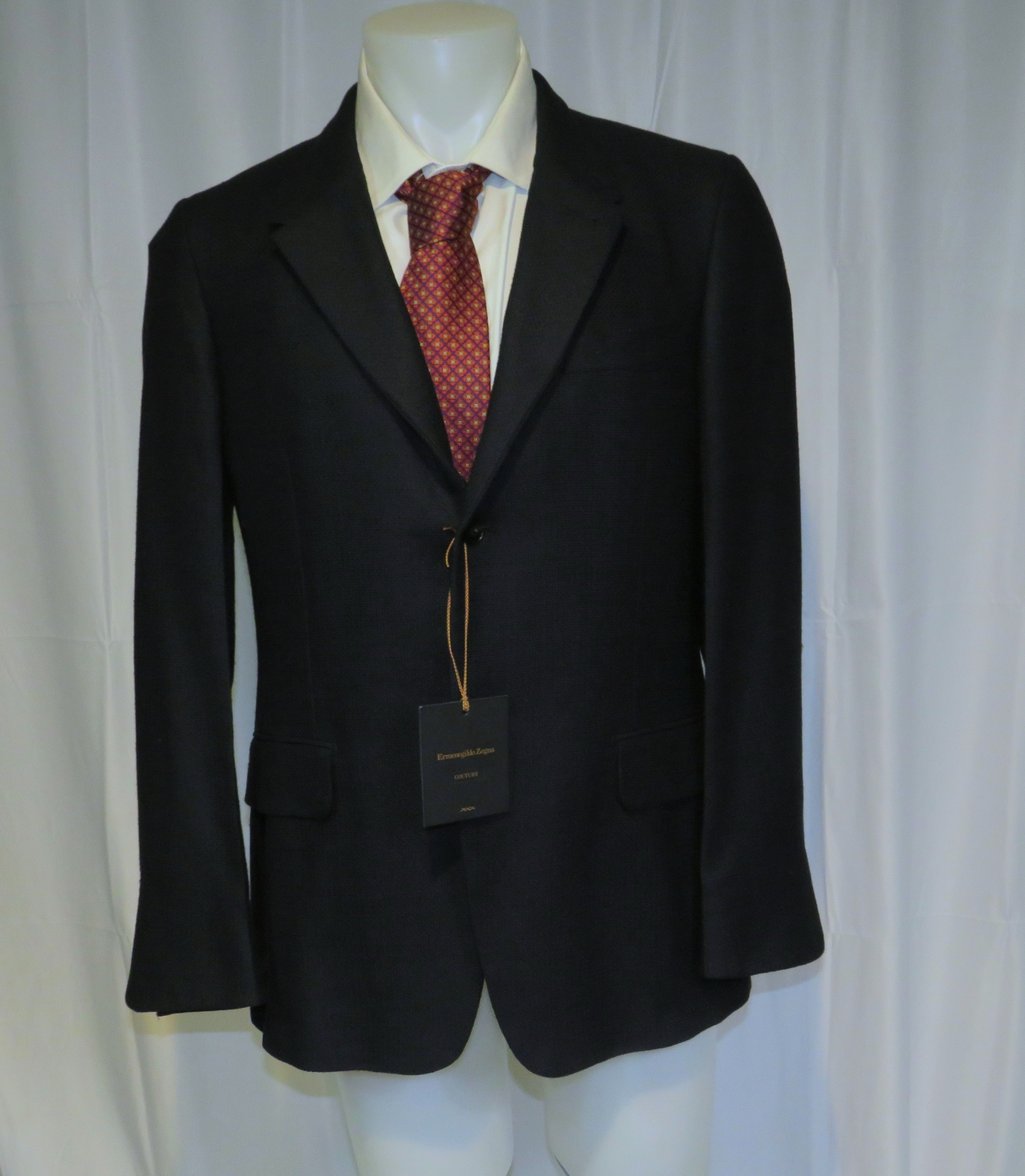 Ermenegildo Zegna Couture Black Hopsack Silk Blend Two Button Blazer 42R NWT Size 42R - 9 Thumbnail
