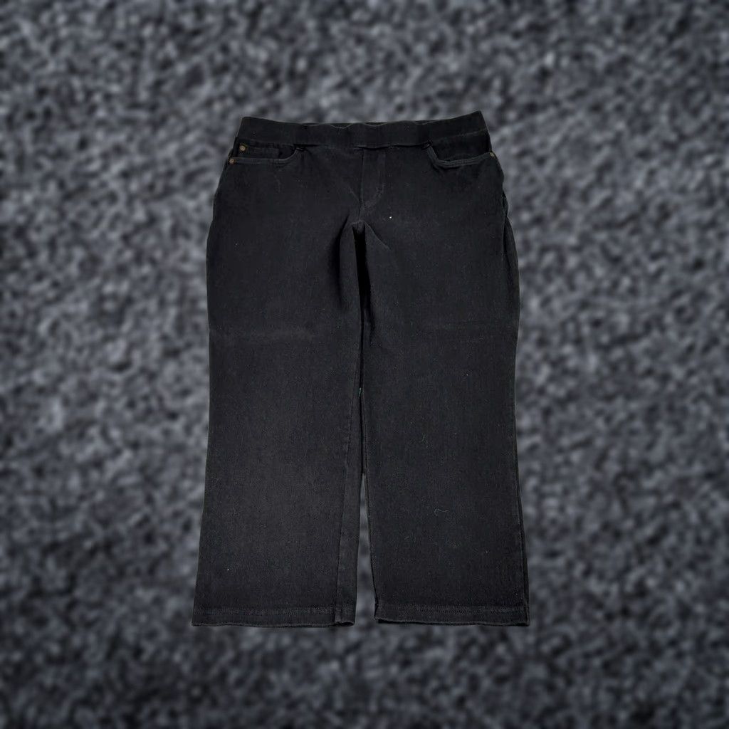 Vintage LL Bean Pants Womens L Black Pull On Stretch Comfort Straight Leg Twill Size 36" / US 14 / IT 50 - 1 Thumbnail