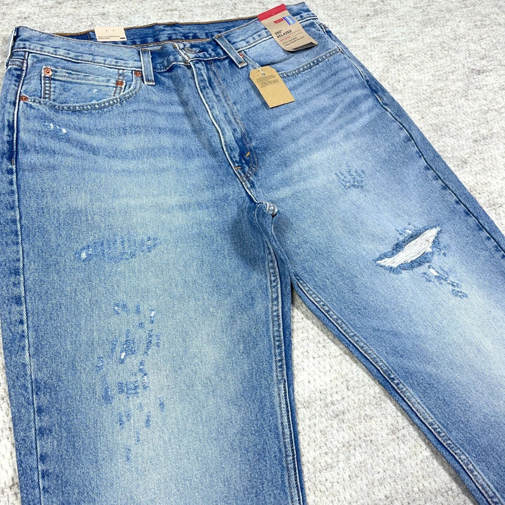 Levi's Levis 550 Jeans Men 36x29 Relaxed Fit Baggy Distressed Faded Med Wash 100% Cotto Size US 36 / EU 52 - 7 Thumbnail