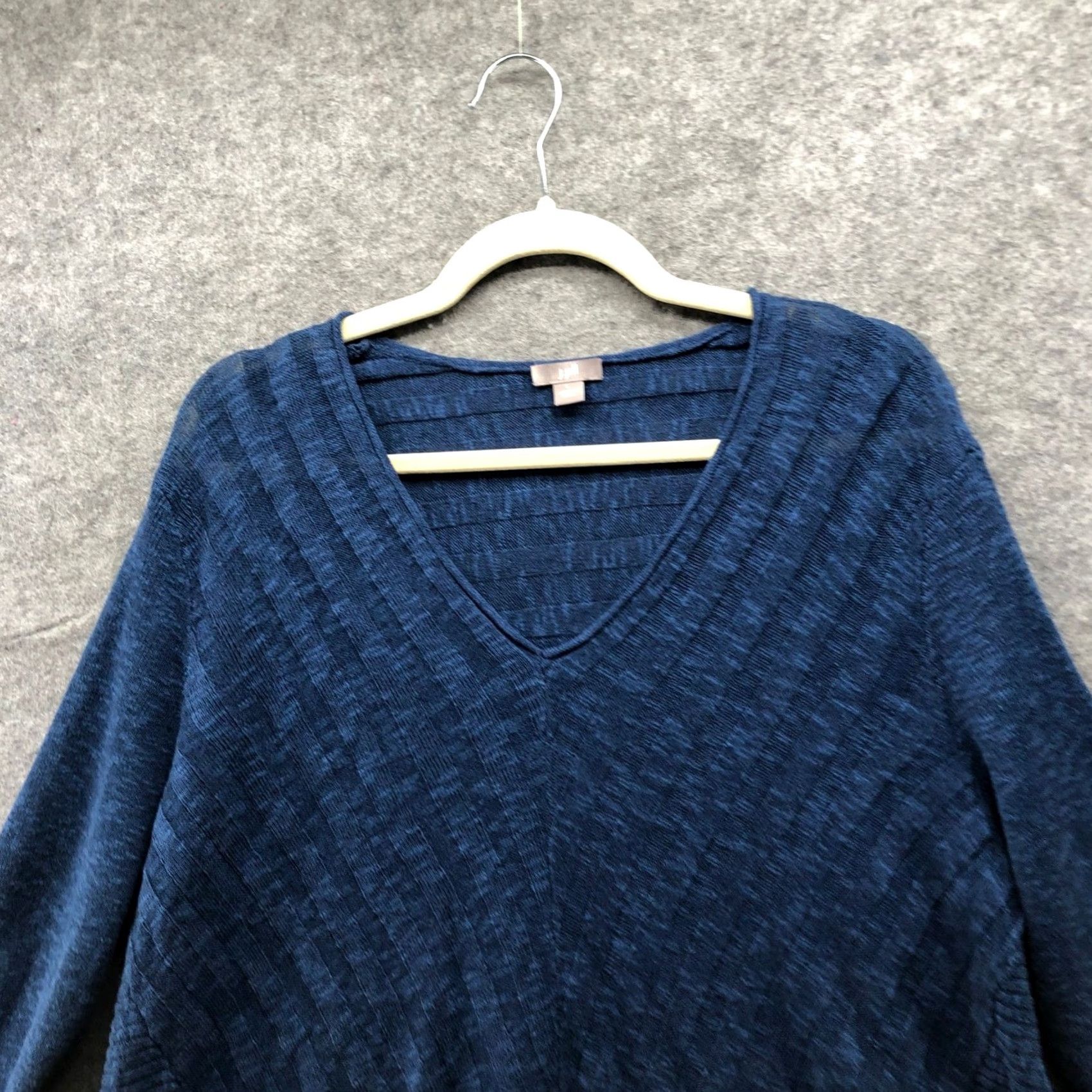 J. Jill VINTAGE J. Jill Cotton Linen Tunic Sweater Womens L Blue V-Neck Ribbed Breathable Size L / US 10 / IT 46 - 5 Thumbnail