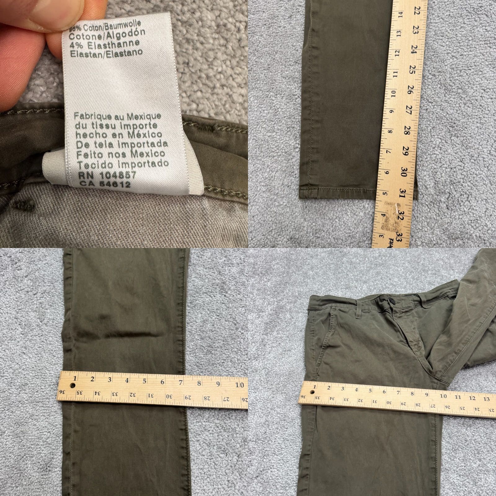Vintage AG Adriano Goldschmied Jamison Sueded Chino Pants Mens 30R Green Straight Leg Size 30" / US 8 / IT 44 - 9 Thumbnail