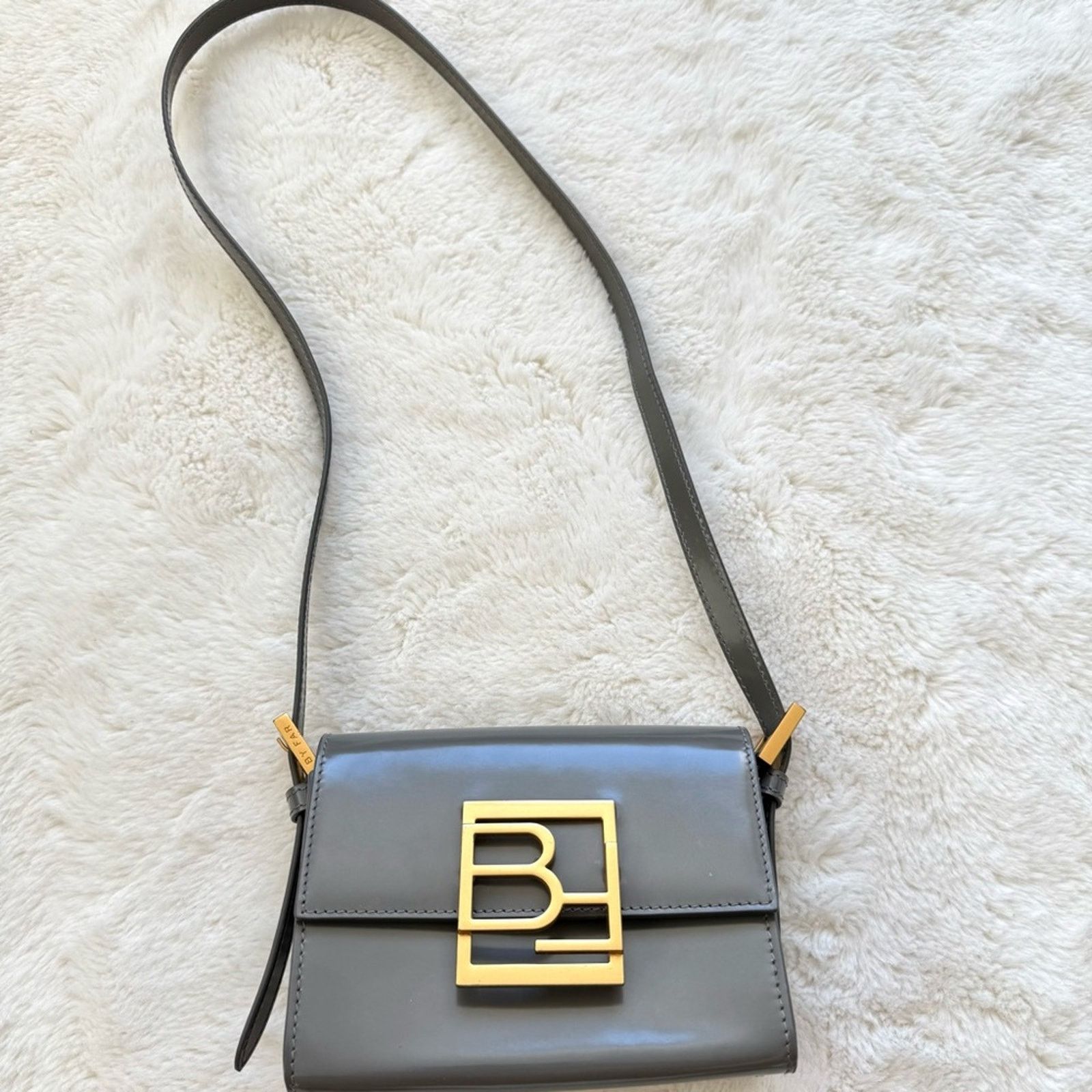 By Far Vegetarian Leather Grey Top Handle Bag Retail 350$, Women's