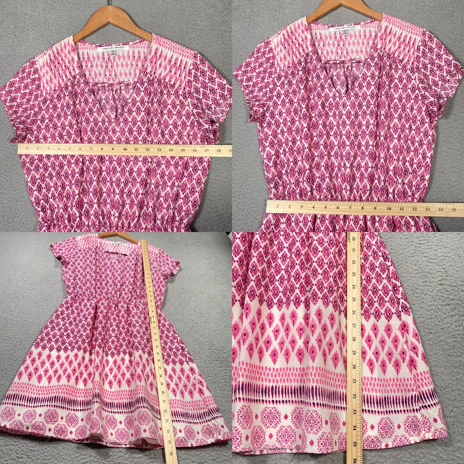 Vintage COLLECTIVE CONCEPTS Dress Small Pink Drop Waist Knee Length A-Line Bohemian Vacation Coastal Beach Women's Size S / US 4 / IT 40 - 8 Thumbnail