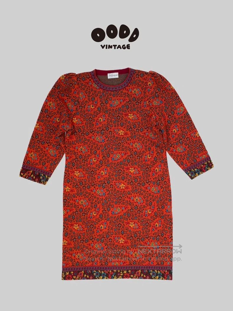 Saint Laurent Paris Saint Laurent Paris Floral padded shoulder long-sleeve dre Size M / US 6-8 / IT 42-44 - 1 Thumbnail