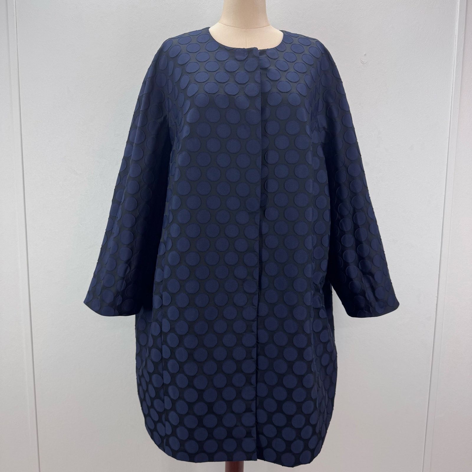 Marina Rinaldi Marina Rinaldi Blue Navy Polkadot Coat Jacket Plus 22 Career Size 3XL / US 20-22 - 1 Thumbnail