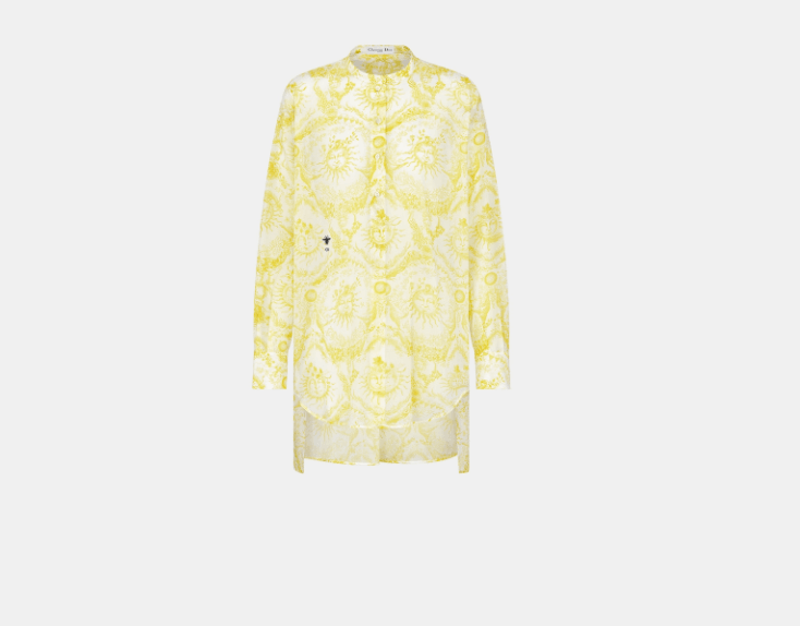 Dior o1w1db10925 421B54 Long Blouse in White/Lemon Yellow Size XS / US 0-2 / IT 36-38 - 1 Thumbnail