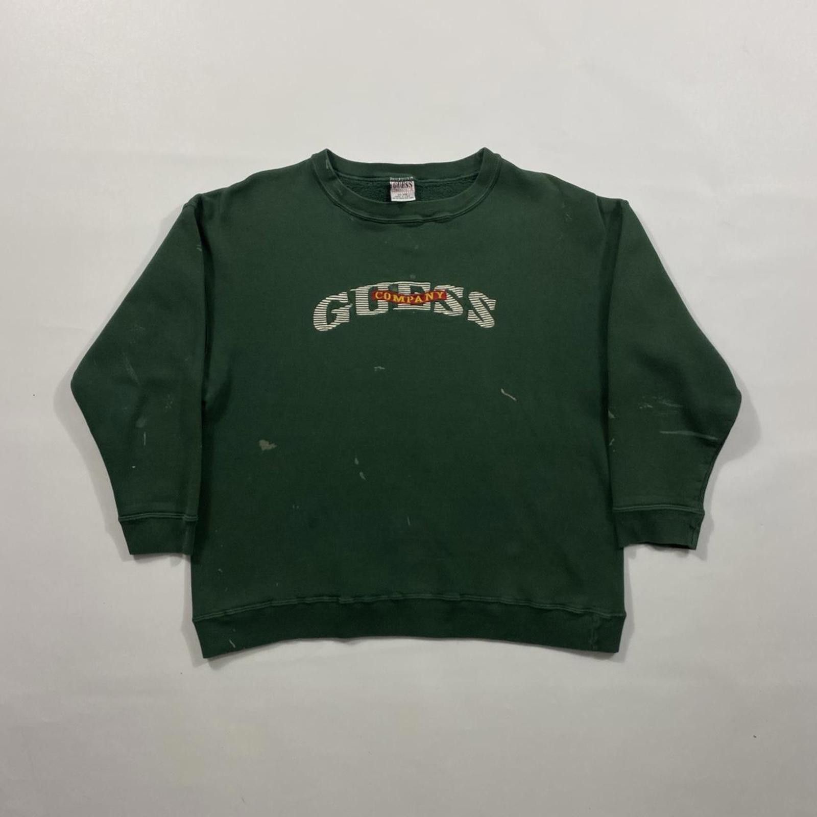 Guess Vintage 90s Guess Green Crewneck Paint Splatter Size US M / EU 48-50 / 2 - 1 Thumbnail