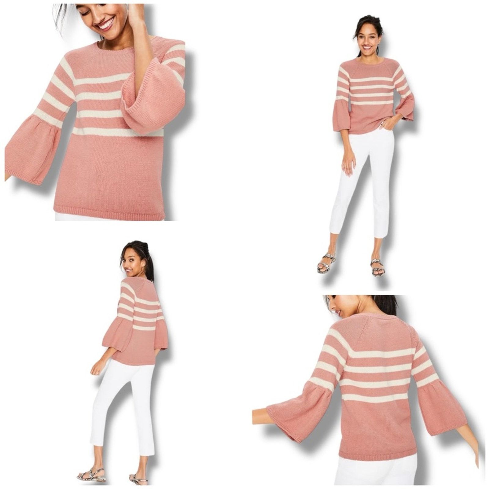 Boden Boden Arianna Jumper striped bell sleeve sweater Size L / US 10 / IT 46 - 1 Thumbnail