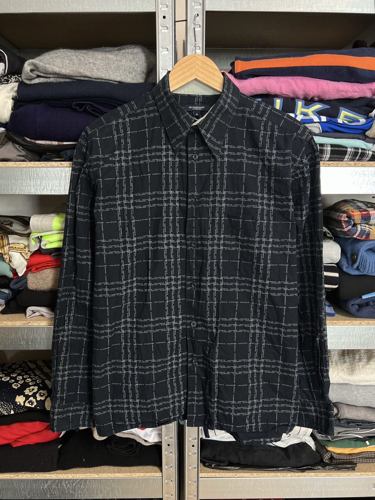 Burberry × Vintage Burberry Long Sleeve Shirt Button Up Plaid Monogram Print L Size US L / EU 52-54 / 3 - 1 Thumbnail