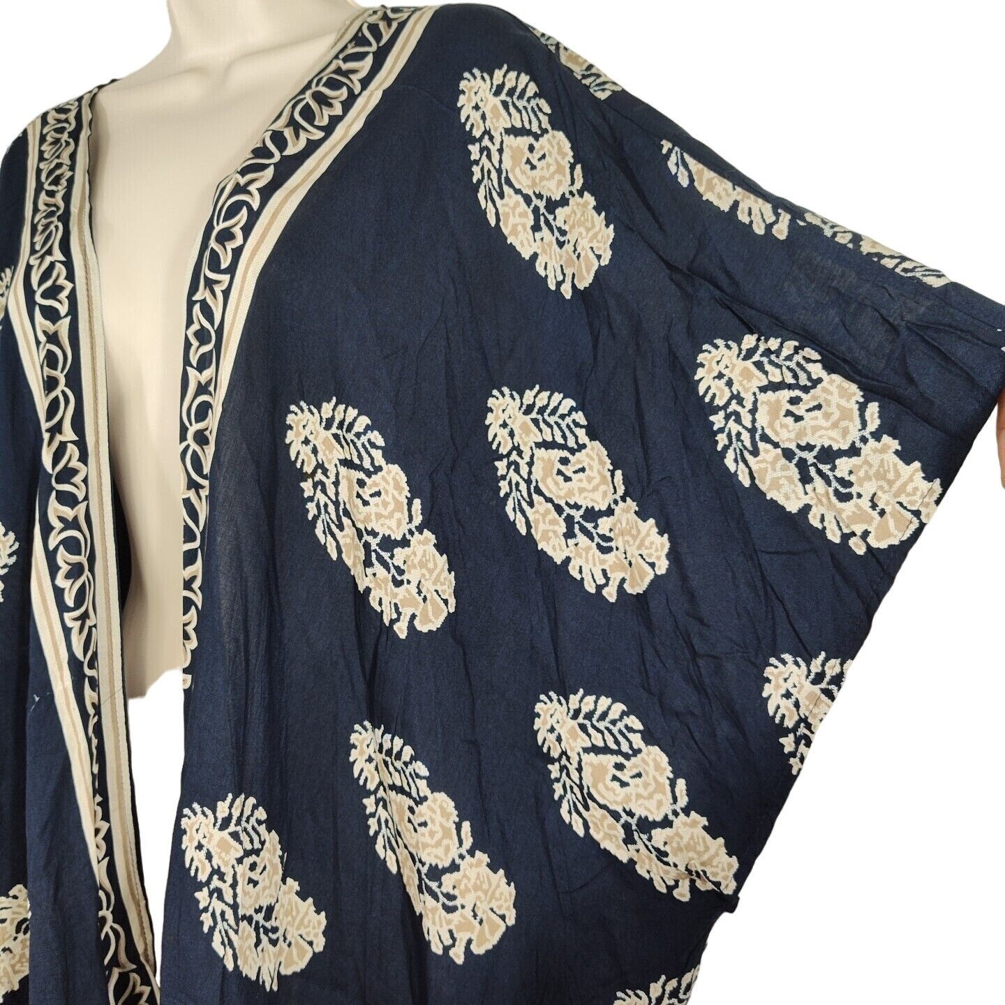 Other Hipster Row Blue Open Front Jacket Kimono Cover Up Size XL Size XL / US 12-14 / IT 48-50 - 3 Thumbnail