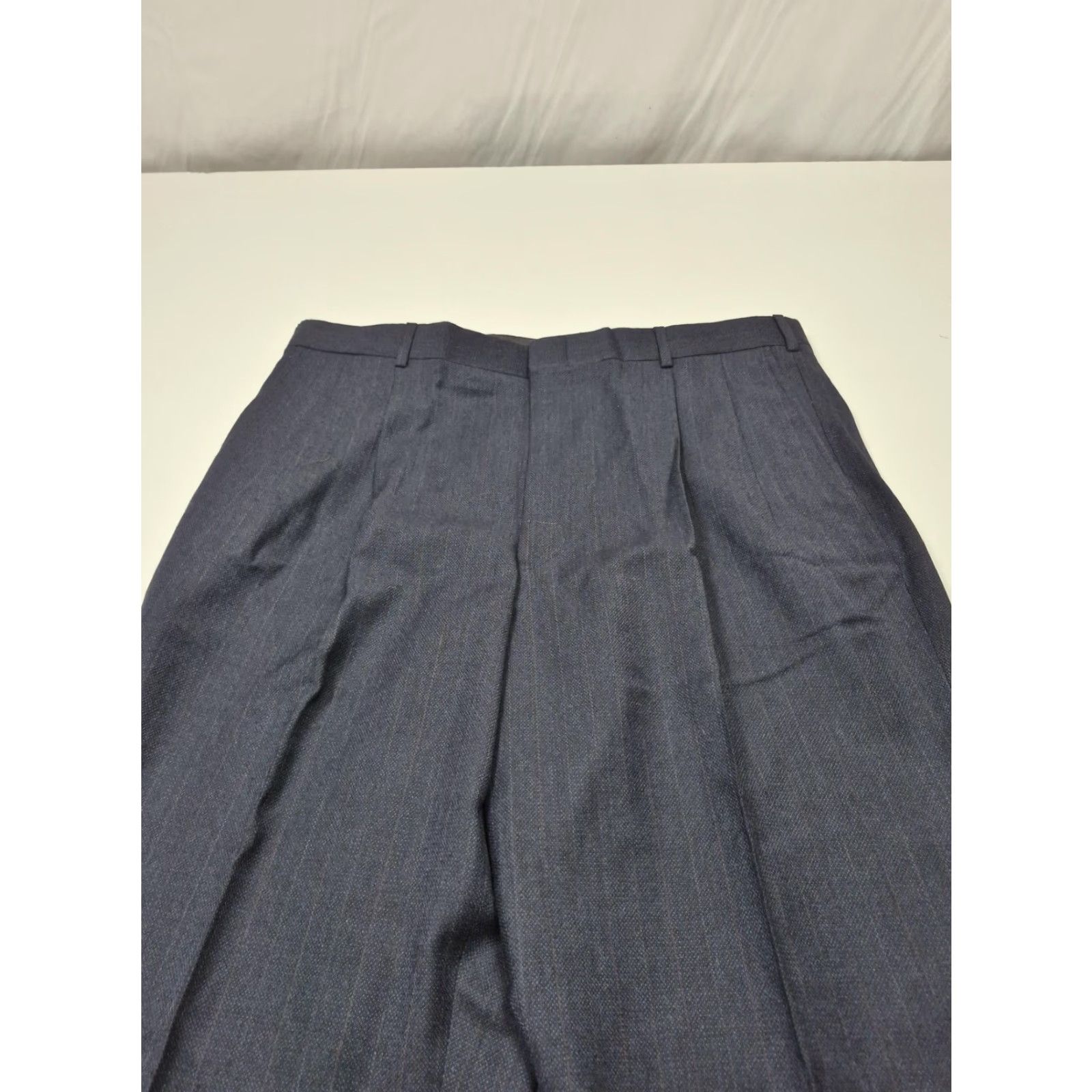 Vintage VTG John Alexander Dress Pants Mens 38x36 Blue Wool Pleated Straight Unhemmed Size US 38 / EU 54 - 2 Thumbnail