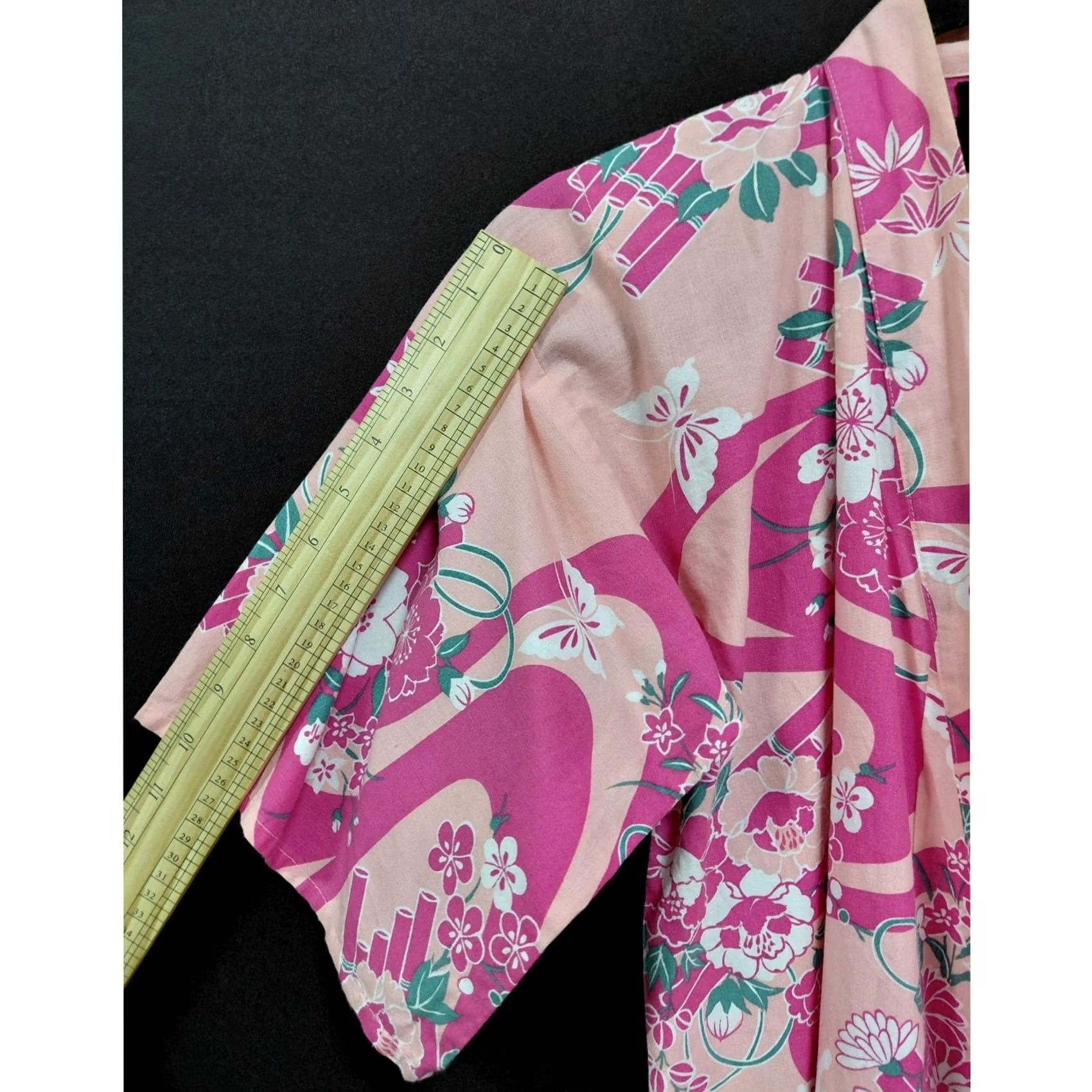 Vintage Midori International Kimono Womens See Measurements Pink Floral Robe Women Size ONE SIZE - 4 Thumbnail