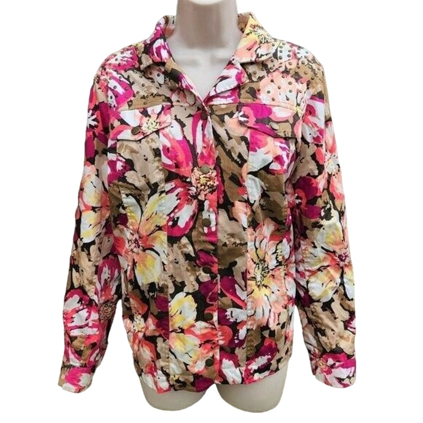 Laura Ashley EUC Laura Ashley Floral Jacket, Size 1X,Brown Long Sleeve Size XL / US 12-14 / IT 48-50 - 1 Thumbnail