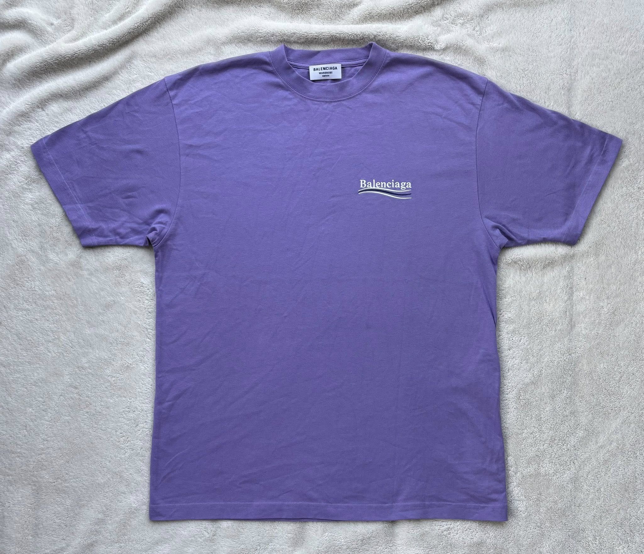 Balenciaga 3XL - Balenciaga Purple Embroidered Campaign Logo Tee Size US XXL / EU 58 / 5 - 1 Thumbnail