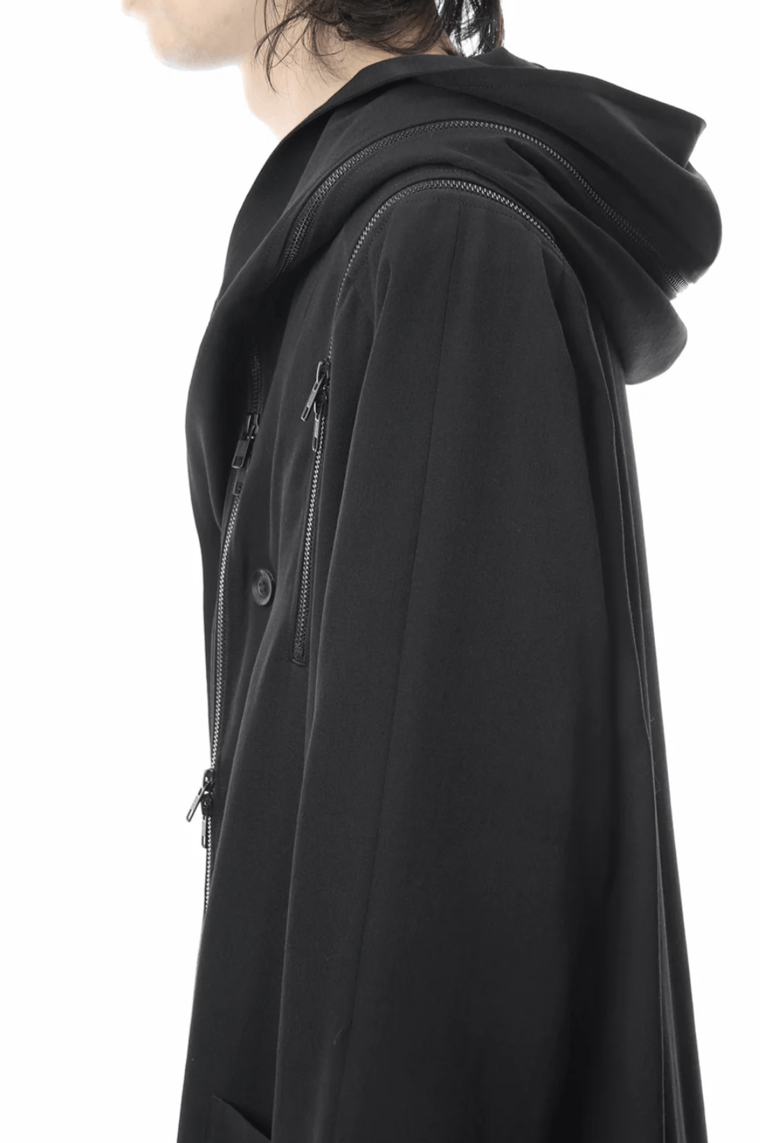 B Yohji Yamamoto - Hooded Double Fastener Long Coat - Light