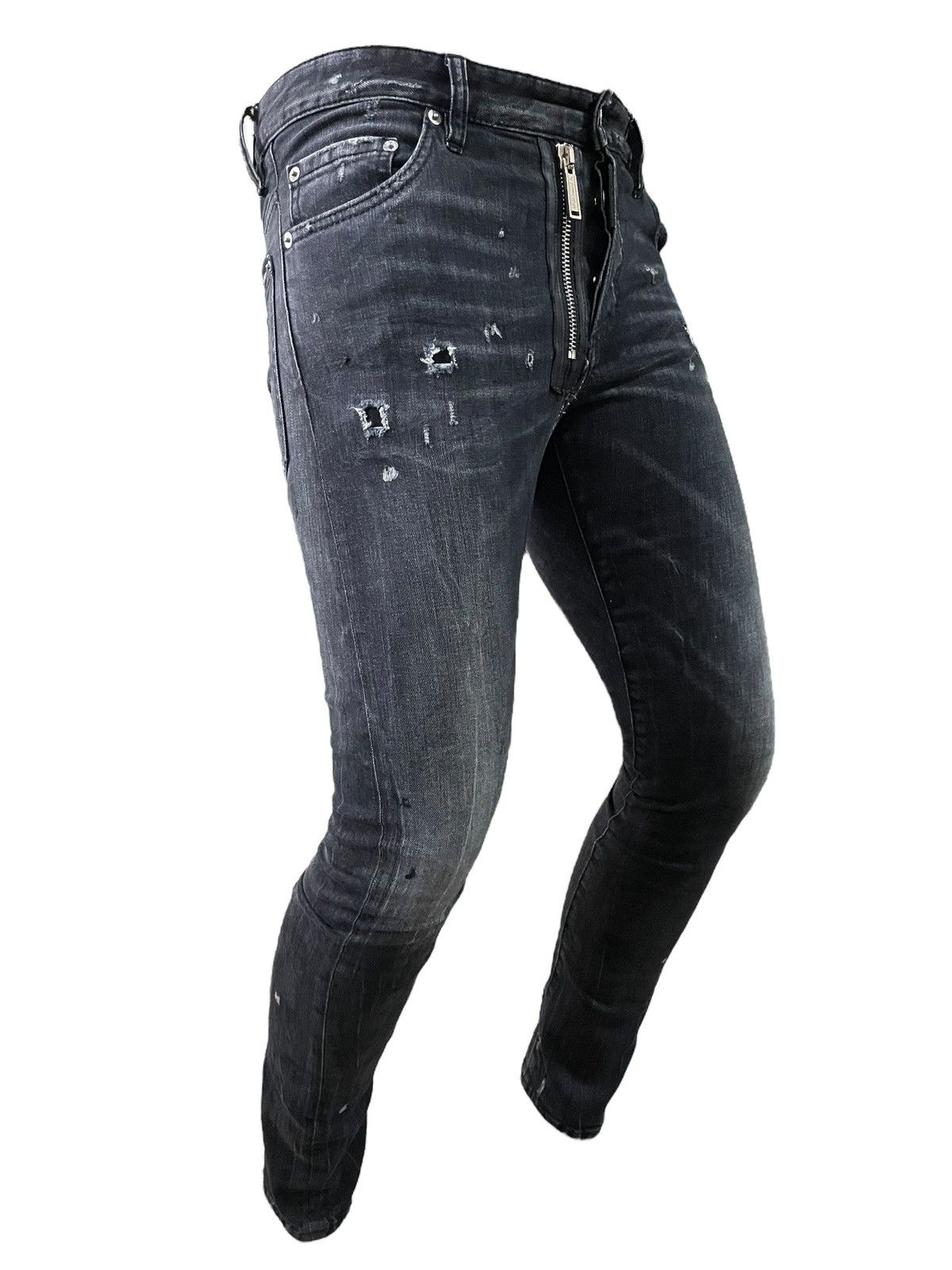 Dsquared2 Dsquared2 Grey Wash Scratch Avant Garde Style Ripped Jeans Size US 31 - 11 Thumbnail