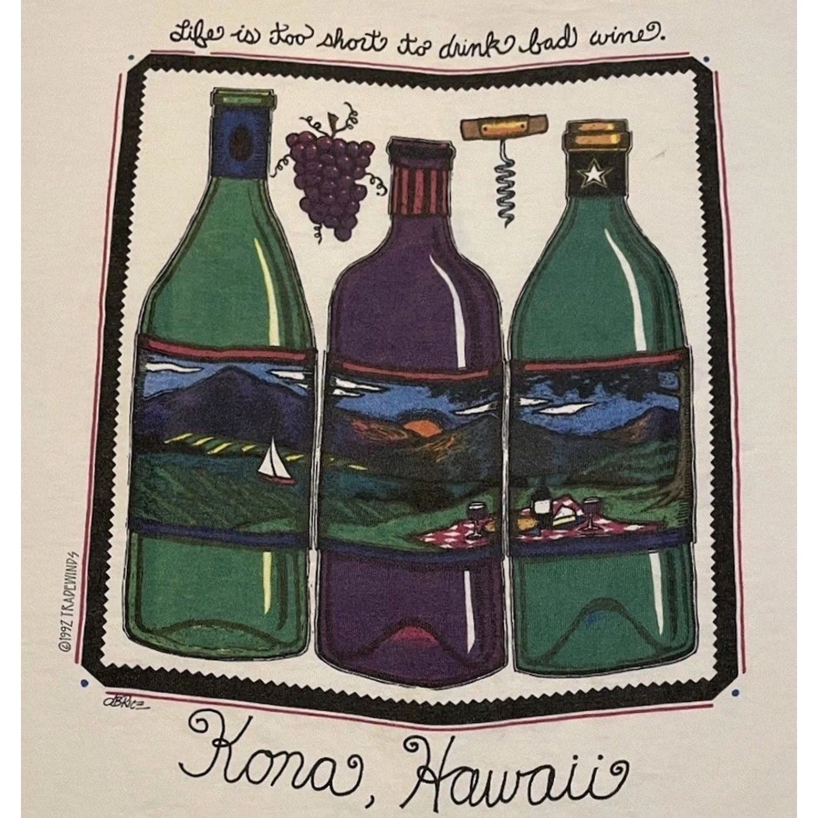 Vintage VINTAGE 90s Hawaii Life’s Too Short To Drink Bad Wine Faded Shirt XL Women White T-Shirt Funny Size XL / US 12-14 / IT 48-50 - 3 Thumbnail