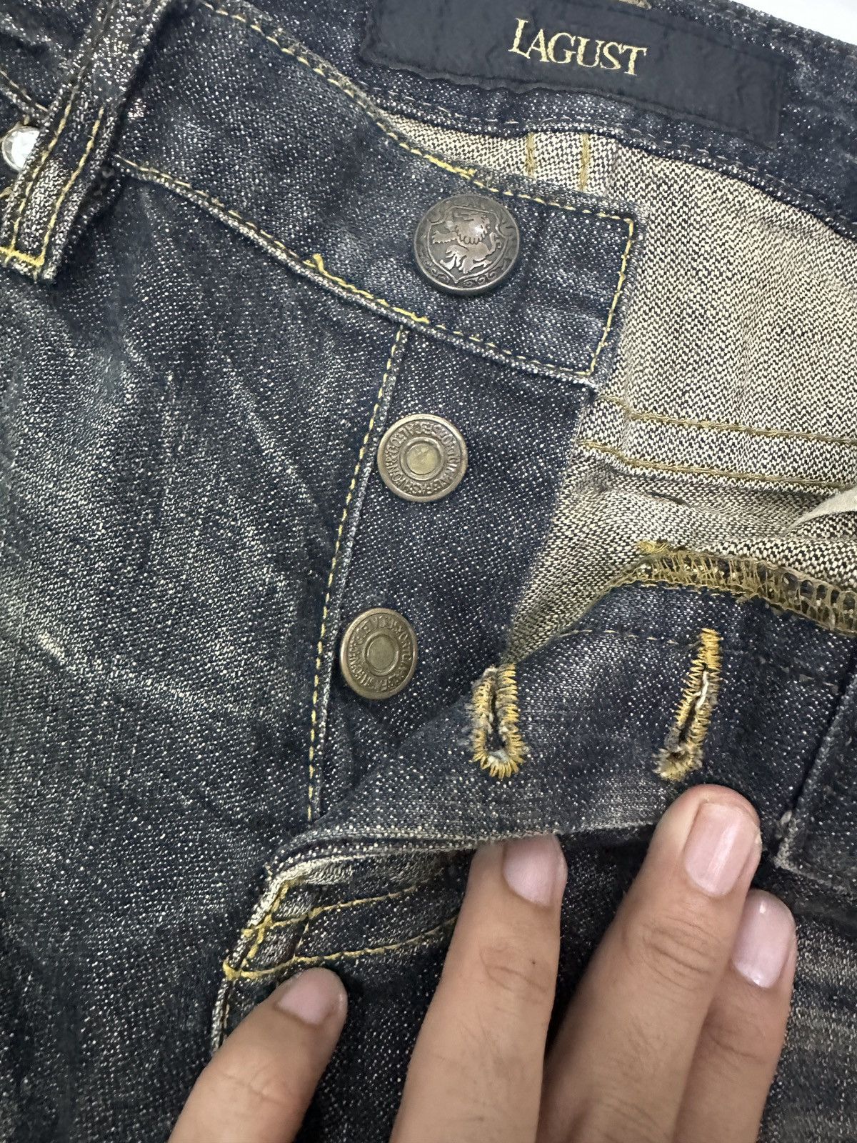 Japanese Brand × Vintage Vintage Japanese LAGUST Distressed Mud Wash Flare Jeans Size US 32 / EU 48 - 11 Thumbnail