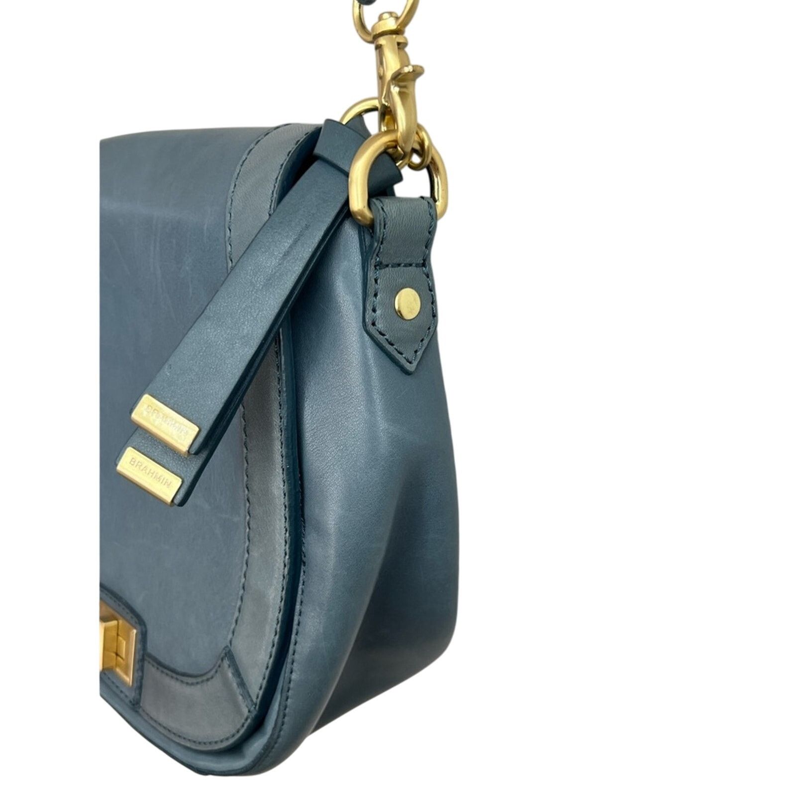 BRAHMIN Brahmin Southcoast Sonny Crossbody Purse Turnlock Teal Aqua Size ONE SIZE - 4 Thumbnail
