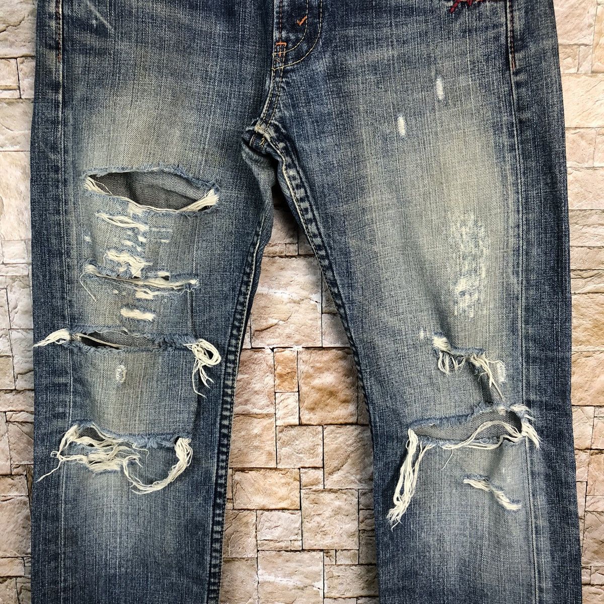 Japanese Brand Olive Des Olive Jeans Blue Distressed Denim Pants #A451 Size US 32 / EU 48 - 6 Thumbnail