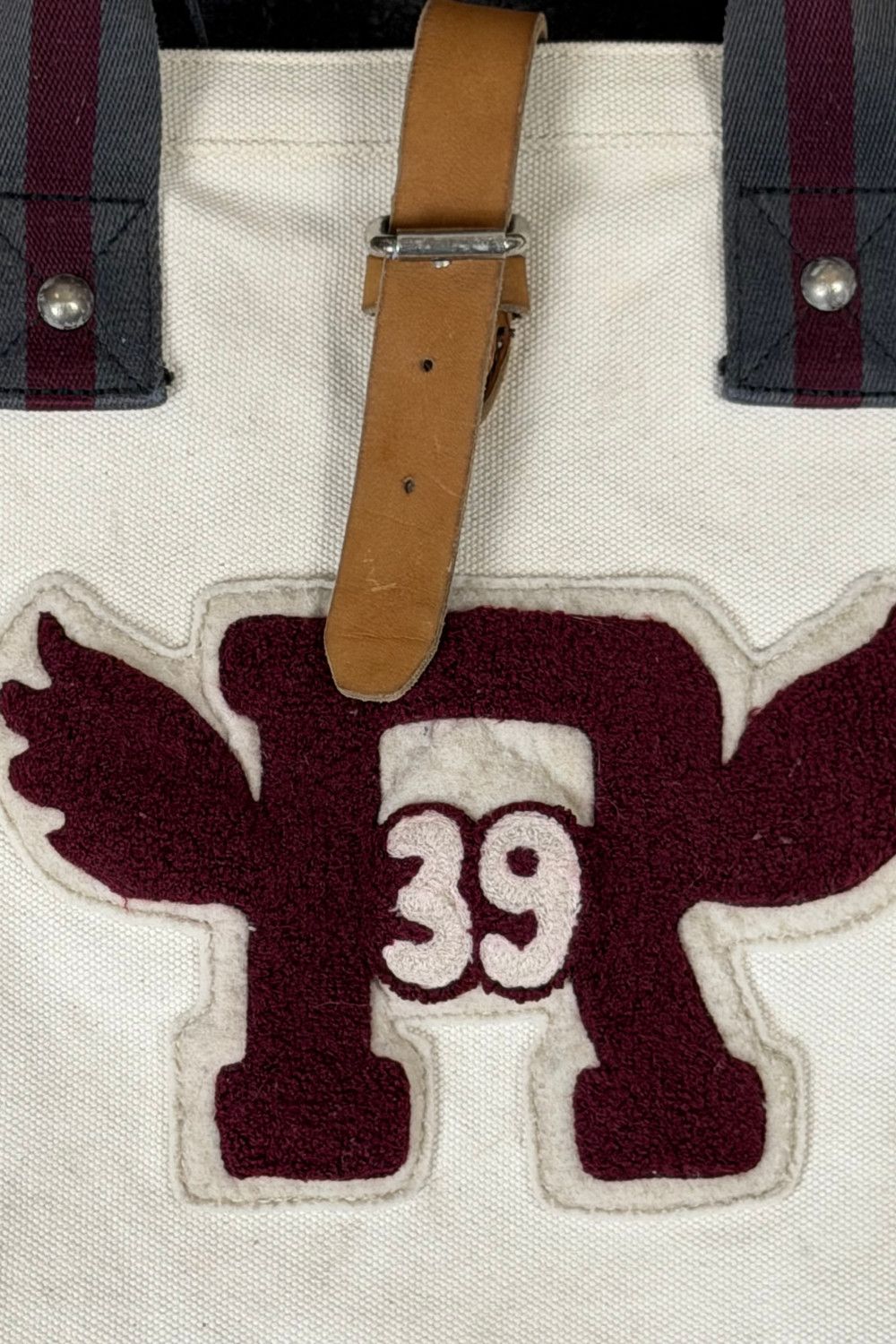 Ralph Lauren Rugby R39 Varsity Canvas Leather Tote Bag image 8