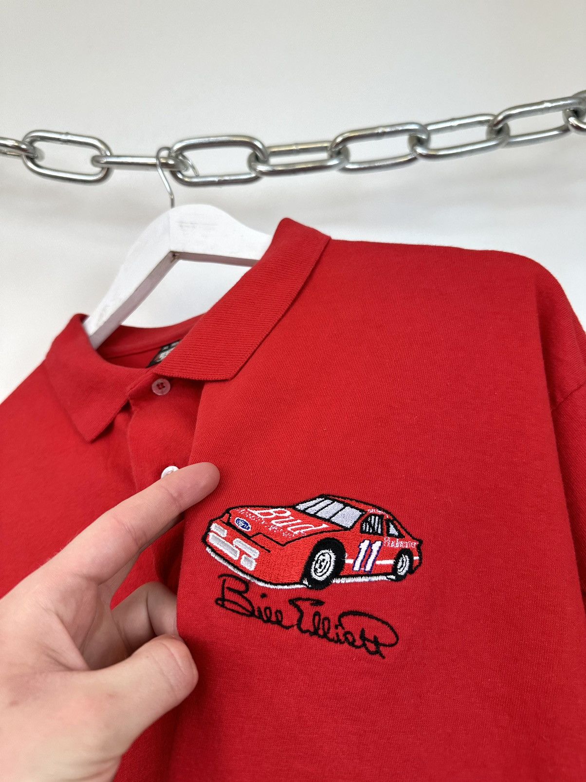 NASCAR Vintage 80s Bill Elliott NASCAR Made In USA Racing Polo Tee Size US XL / EU 56 / 4 - 4 Thumbnail