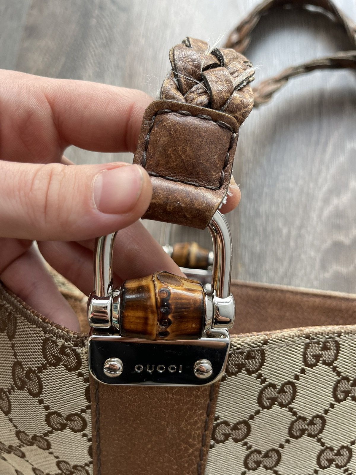Gucci ❤️Gucci Brown Canvas vintage monogram leather bag women Size ONE SIZE - 6 Thumbnail