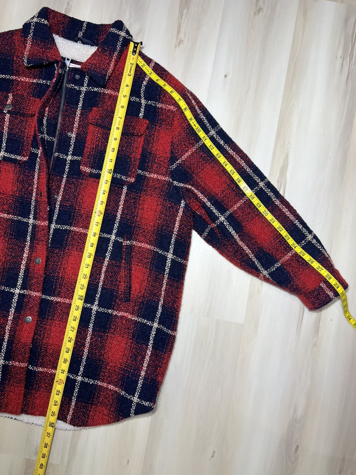 Levi's Levi’s Plaid Red Sherpa-Lined Zip Up Heavy Wool Jacket Sz 3X Size 3XL / US 20-22 - 5 Thumbnail