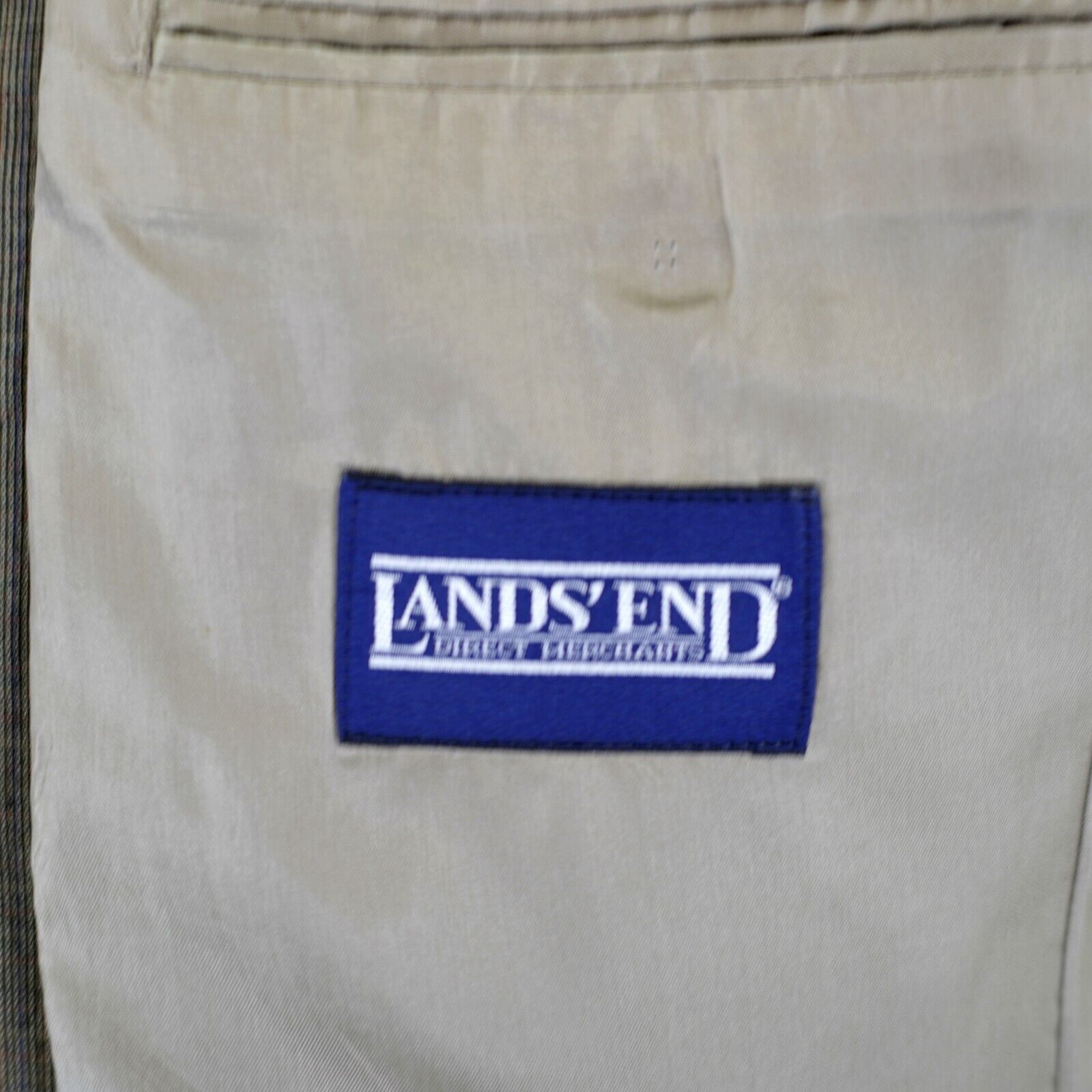 Lands' End DAMAGED Land's End 42L Wool Check Green Tan Red Windowpane S Size 42L - 9 Thumbnail