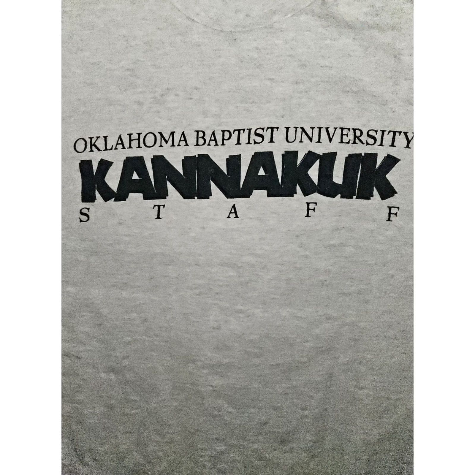 Fruit Of The Loom VINTAGE Oklahoma Baptist University Kannakuk Staff T-Shirt Unisex XL Gray Fruit of the Loom Graphic Tee Short Sleeve Shirts Mens Womens Size US XL / EU 56 / 4 - 5 Thumbnail