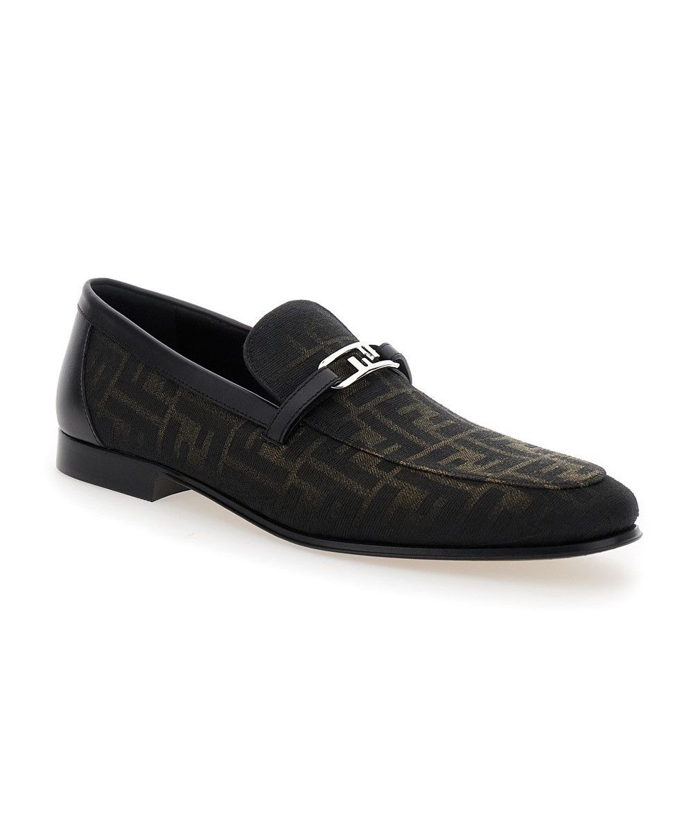 Fendi FENDI O'Clock brown FF monogram loafers with logo plaque Size US 9 / EU 42 - 1 Thumbnail