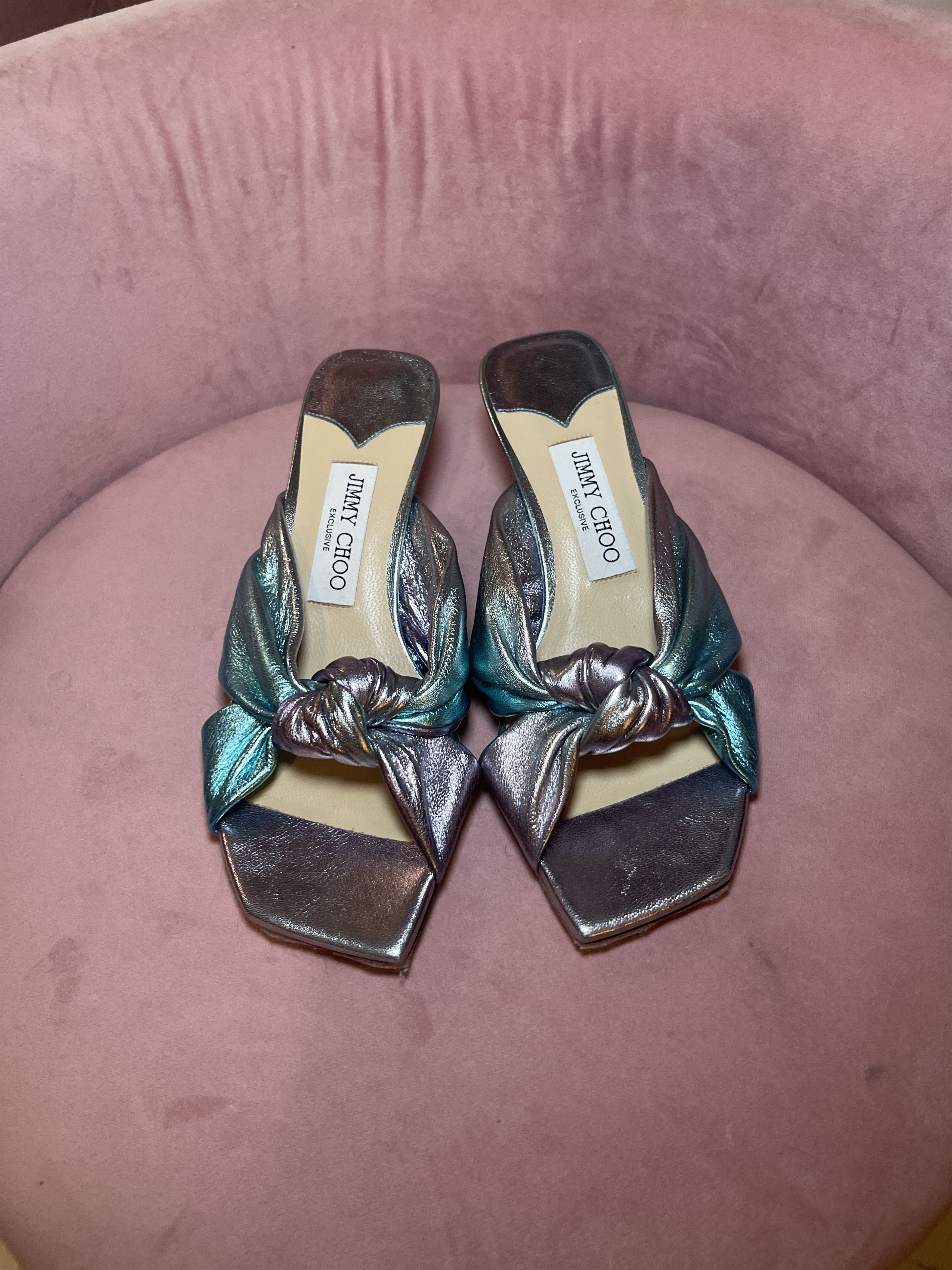 Jimmy Choo Jimmy Choo Avenue Ombre Blue Sandal Mules Kitten Heel Size US 4.5 / IT 34.5 - 8 Thumbnail