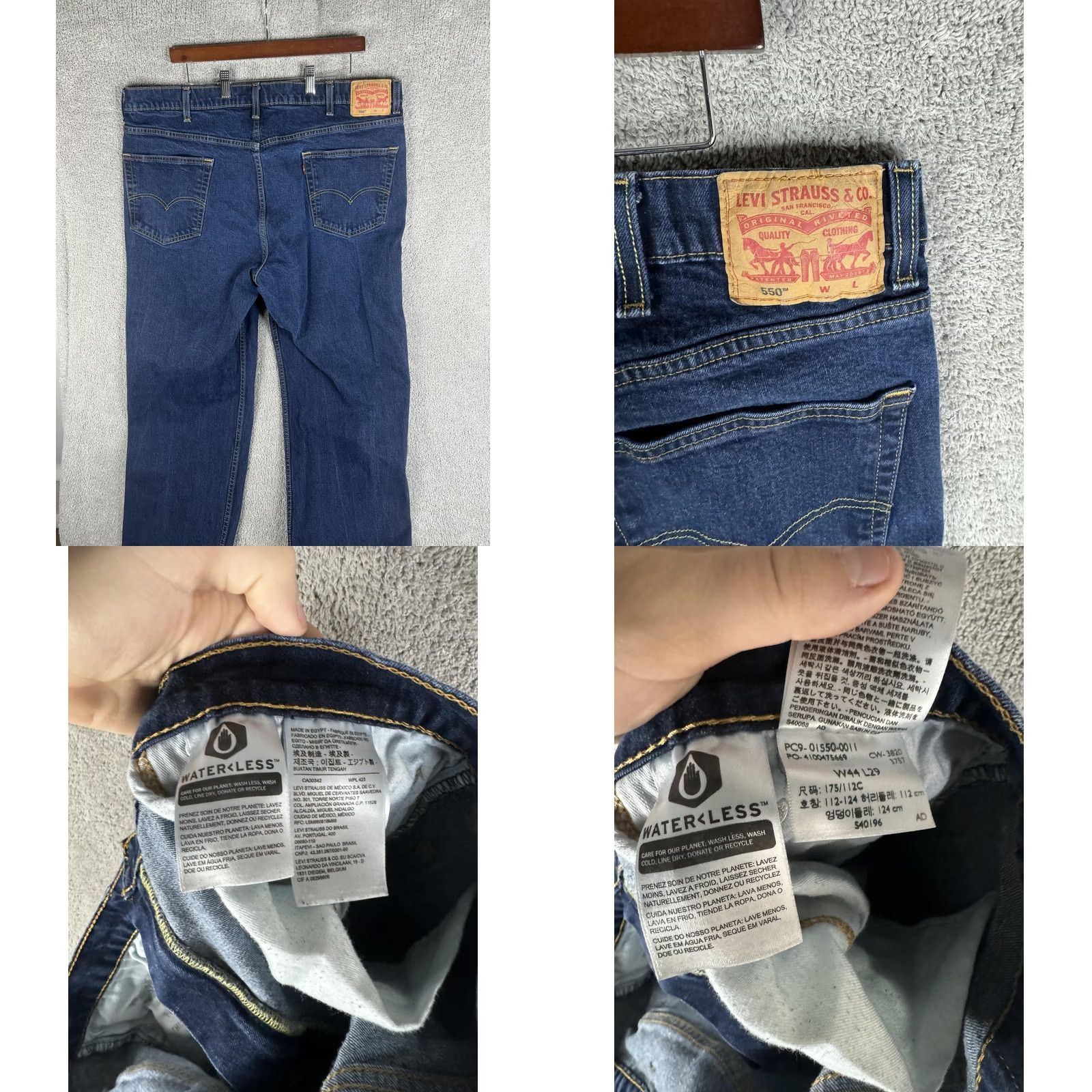 Levi's Levi's 550 Jeans Mens 44x29 Dark Blue Denim Relaxed Tapered Fit Size US 44 / EU 60 - 9 Thumbnail