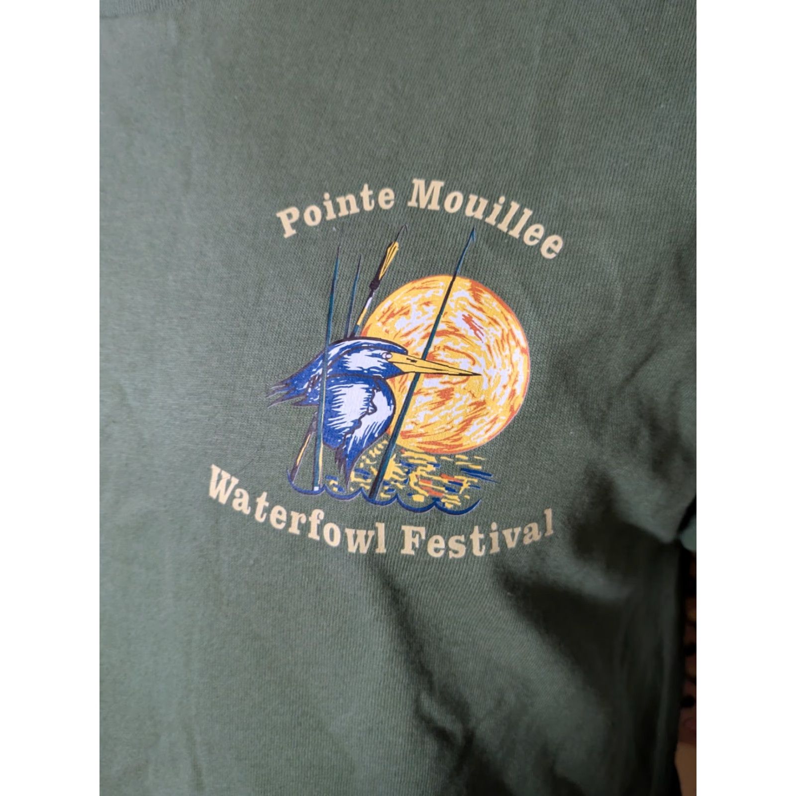 Gildan Pointe Mouillee Waterfowl Festival T Shirt Gildan Large Men Green Detroit River MI Birds Animals Nature Outdoor Crew Neck Short Sleeve Cotton Size US L / EU 52-54 / 3 - 2 Thumbnail