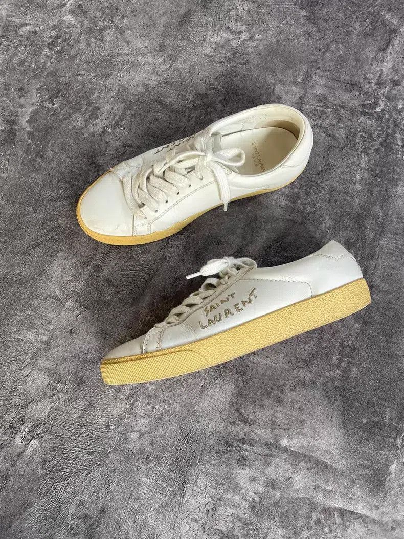 Saint Laurent Paris Saint Laurent Paris Gold Inscription Embroidered Low-Top C Size US 5.5 / EU 38 - 3 Thumbnail
