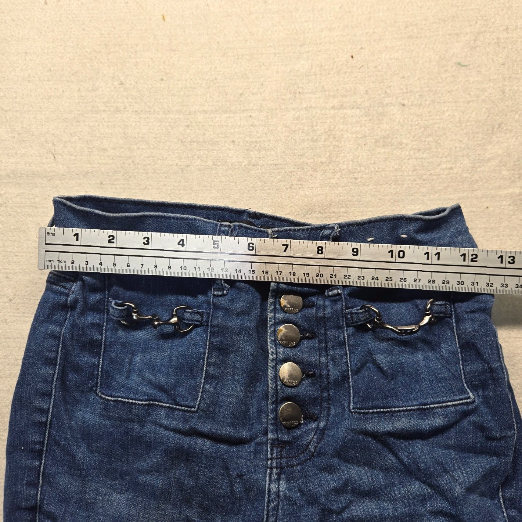 Express VINTAGE Express Jeans Denim Pants Five Button Adult Women Size 2 Blue Embroidered Skinny 90s Womens Size 26" / US 2 / IT 38 - 6 Thumbnail