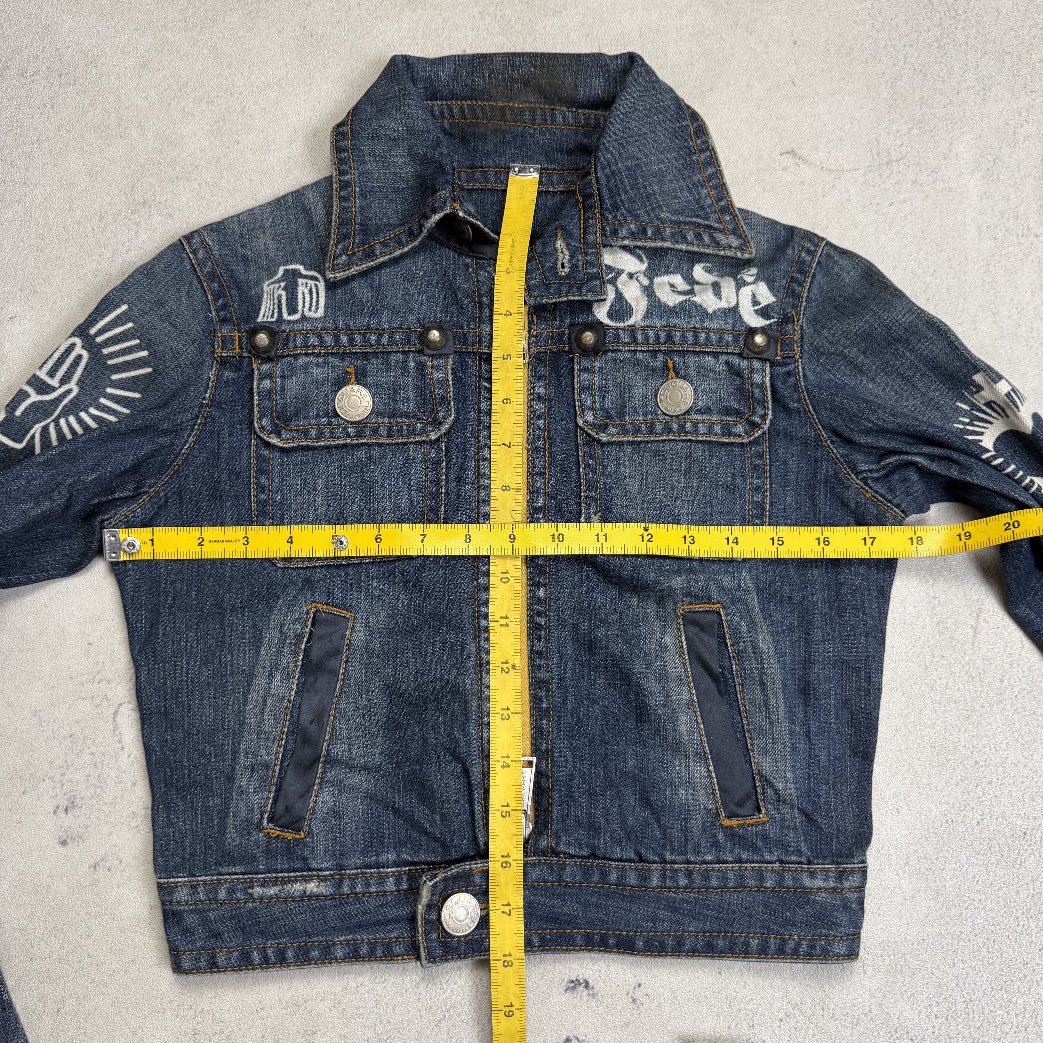 Dsquared2 Dsquared2 FW2005 Jesus Lord Peace Cropped Denim Jacket Size S / US 4 / IT 40 - 12 Thumbnail