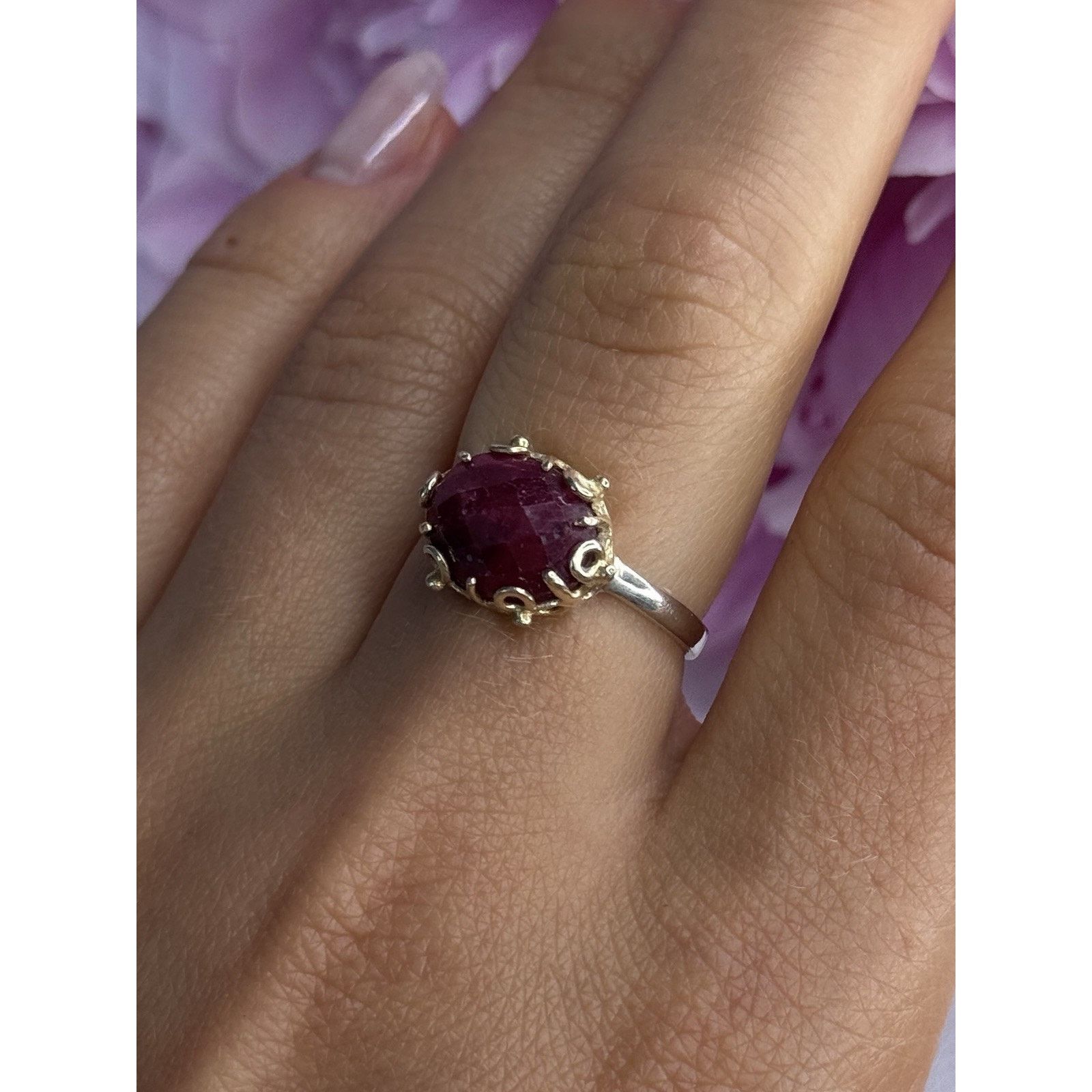 Jewelry 925 STERLING SILVER GOLD PLATED PART RUBY RING SIZE 8 Size ONE SIZE - 6 Thumbnail