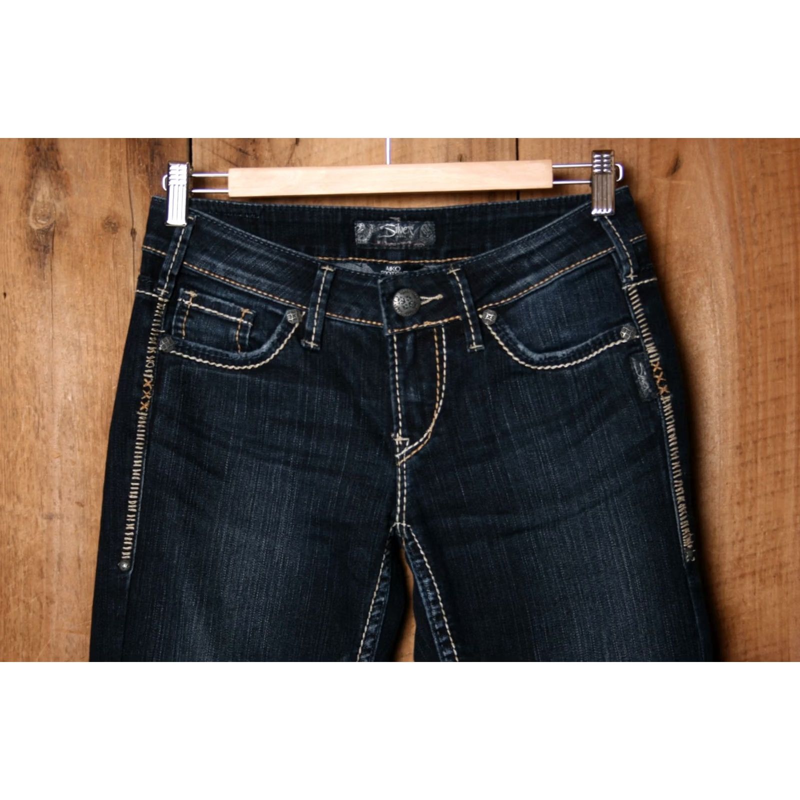 Silver Jeans Co. SILVER Jeans Aiko Bootcut Denim Blue Jeans 26x33 Womens Regular Size 26x33 Blue Jeans Womens Boots cut Sandal? (adjusted) Size 26" / US 2 / IT 38 - 2 Thumbnail