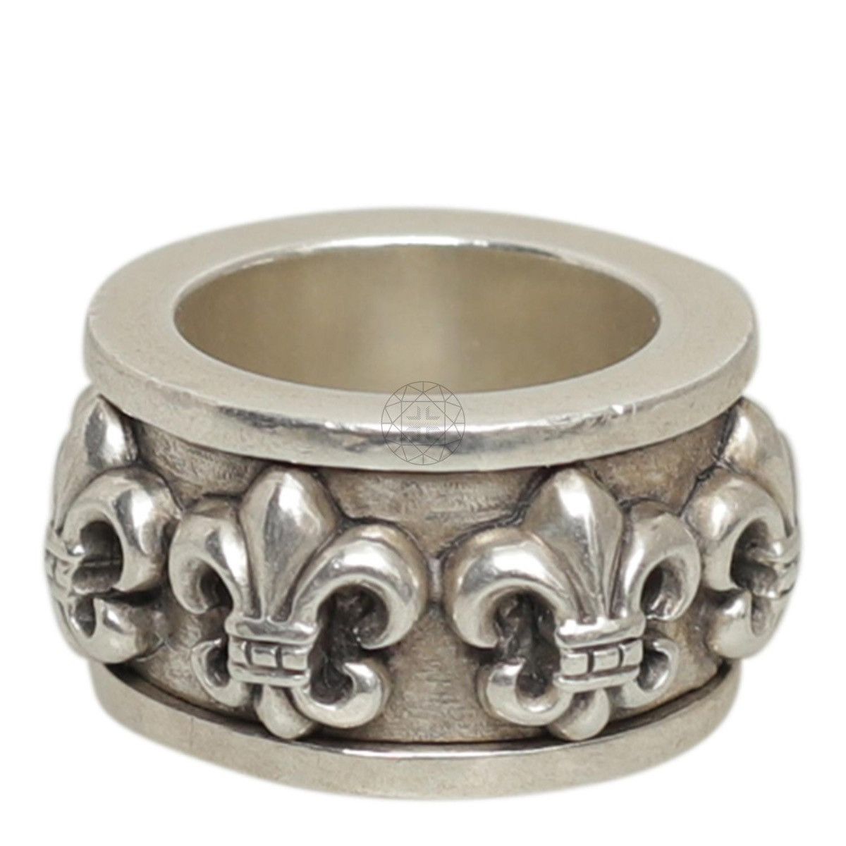 image of Chrome Hearts Spinner Ring Bs Fleur Silver, Men's