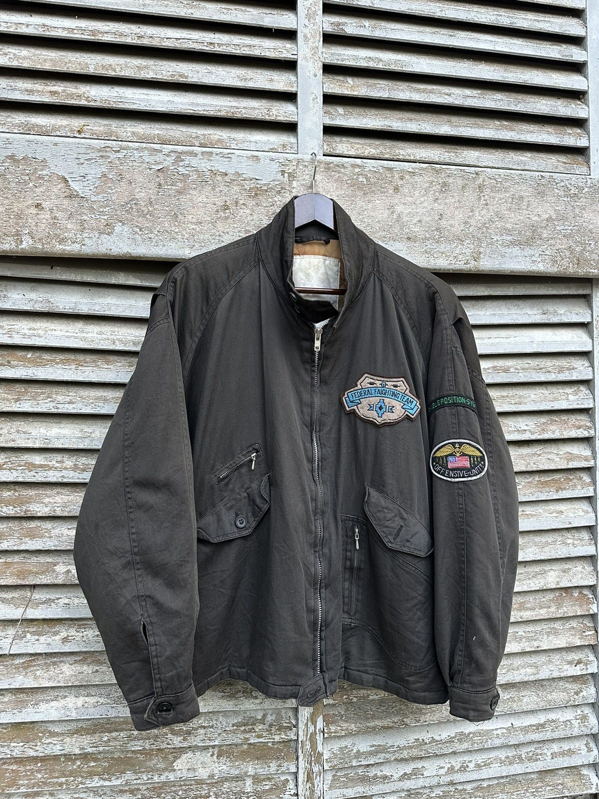 Vintage 👹Vintage Federal Fighting Team Oversized Bomber Jacket Size US XL / EU 56 / 4 - 1 Thumbnail