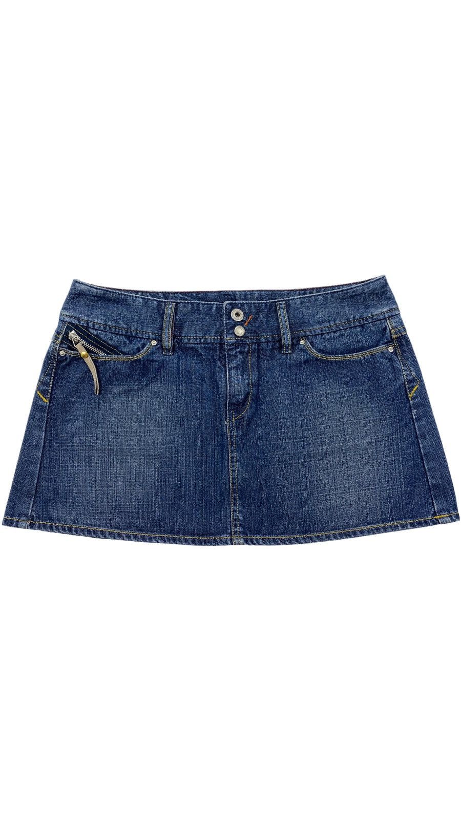 Diesel 🔥LASTDROP🔥 Vintage Y2K Diesel D Letter Zip Pocket Mini Skirt Size 29" - 2 Thumbnail
