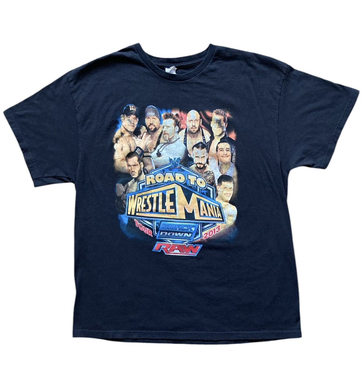 Vintage 2013 WWE Smack Down Raw Tour Shirt Wrestling Rap Tee Style Size US XL / EU 56 / 4 - 8 Thumbnail