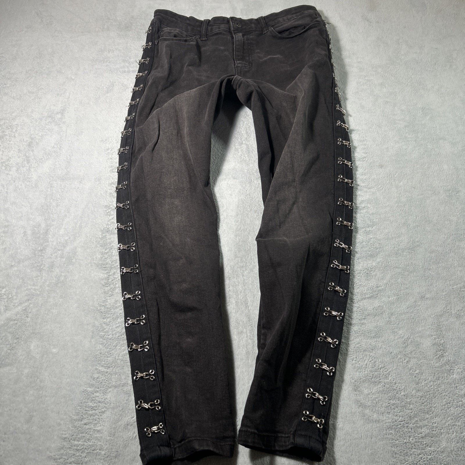 Blackhawk! Y2k 2000s Metal Hook Studs Jeans Ws 9 Skater Grunge Gothic Size 30" / US 8 / IT 44 - 1 Thumbnail