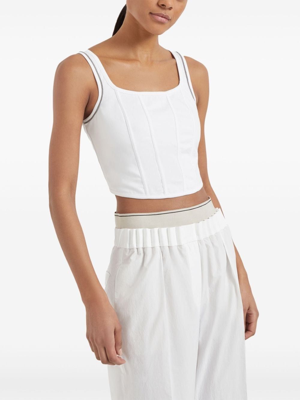 Brunello Cucinelli o1y0825 Bustier in White Size XS / US 0-2 / IT 36-38 - 3 Thumbnail