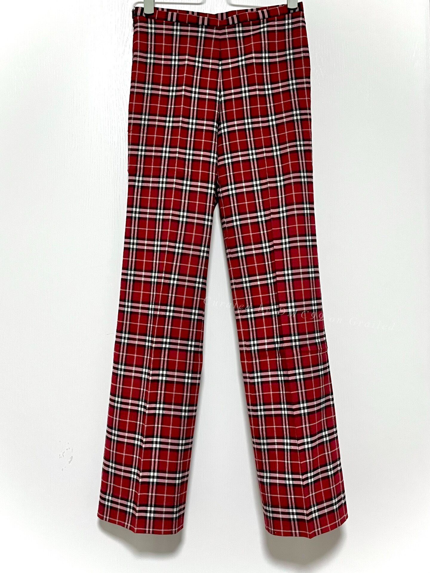 Burberry Burberry Vintage Red Tartan Straight-Leg Trousers Size 37" - 1 Thumbnail