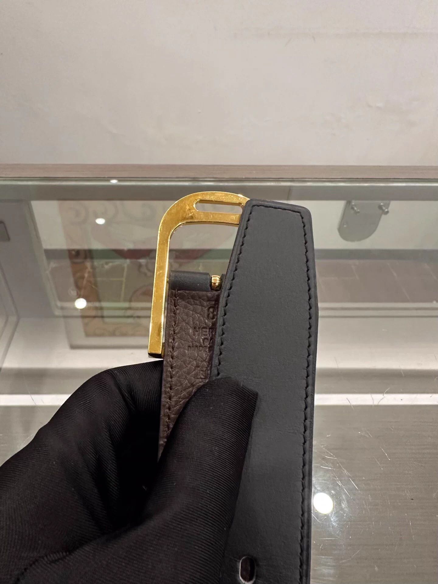 Hermes Hermes Black & Chocolate Gold Buckle Belt W85 99 New Size ONE SIZE - 5 Thumbnail