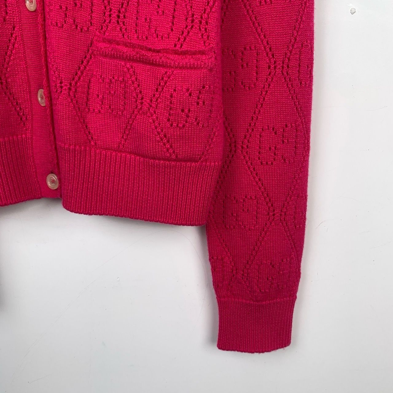Gucci Gucci Double G Logo Cut-Out Design Hot Pink Wool Knitted Car Size S / US 4 / IT 40 - 4 Thumbnail